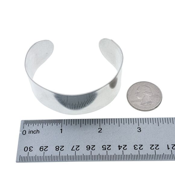 Vintage Sterling Silver 925 2.5cm Wide Cuff Bracelet 7" - Picture 6 of 7